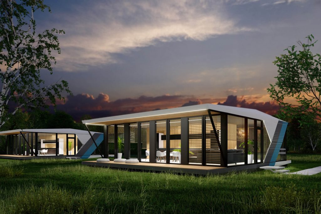 Modernes einstöckiges Haus in Modulbauweise